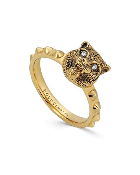 gucci made in italy 18k gold feline enamel wrap ring|18K White Gold Icon Ring With Stars .